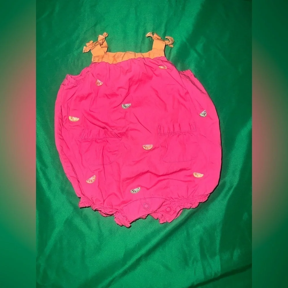 Carter's Orange and Pink Baby Romper Outfit 3 Months